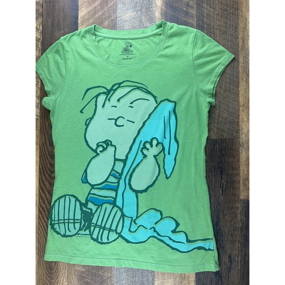 Peanuts Linus Sucking Thumb Blanket Green T-Shirt Adult Small ‎ / Youth XL - Picture 1 of 7